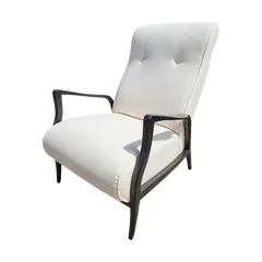 Foto de um(a) Poltrona Gelli Anos 60, da categoria de Poltronas. Poltrona Gelli Anos 60 em estrutura de Madeira Ebanizada e estofado de algodão cru. Restaurada. Vendido no marketplace Trésors.