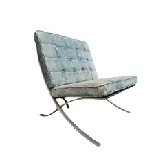 Foto de um(a) Poltrona Barcelona personalizada em jeans, da categoria de Poltronas. Linda poltrona Barcelona, projetada por Ludwig Mies Van der Roche, para exposição internacional de 1929 em Barcelona .A... Vendido no marketplace Trésors.