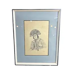 Foto de um(a) Quadro Vintage Lampião Nanquim, da categoria de Molduras para quadros. quadro VINTAGE nanquim sob papel, representando figura de Lampião, assinado Rubens e datado de 1962, com paspatour em tom de... Vendido no marketplace Trésors.