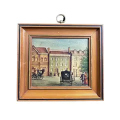 Foto de um(a) Quadro de gravura americana, da categoria de Molduras para quadros. Gravura vintage em moldura de madeira, em tom mel, som suporte clássico de época em metal, da Windson, Illinois • Chicago. Vendido no marketplace Trésors.