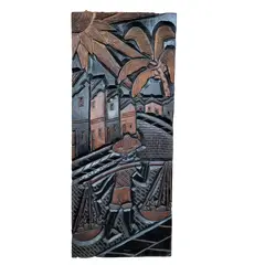 Foto de um(a) Quadro Caboclo em madeira entalhada - 30 x 72 cm, da categoria de Escultura. Peça de madeira entalhada, assinado pelo artista. dimensões: 30 L x 72 A cm. Vendido no marketplace Trésors.