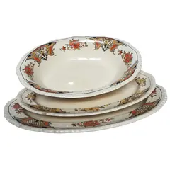 Foto de um(a) 2 Antigas travessas e saladeira em faiança inglesa Woods Ivory Ware, 1930-31, da categoria de Travessas e tigelas. Lote de antigas louças para serviço em faiança. Carimbo referente à fabricante Inglesa Woods Ware, usado de 1930 à 1931.... Vendido no marketplace Trésors.
