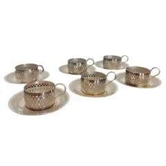 Foto de um(a) Conjunto porta xícaras prata 90, da categoria de Xícaras. Cristófoli - Antigo e lindo conjunto com 06 porta xícaras com pires em prata 90. Vendido no marketplace Trésors.