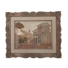 Foto de um(a) Quadro em alto relevo, da categoria de Pinturas. Belissimo quadro em alto relevo com linda moldura em resina imitando madeira. Medidas: comprimento 51,5 cm x altura 43,5 cm. Vendido no marketplace Trésors.
