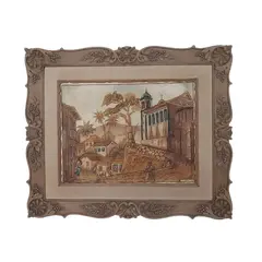 Foto de um(a) Quadro em alto relevo, da categoria de Pinturas. Belissimo quadro em alto relevo com linda moldura em resina imitando madeira Medidas: Comprimento 51,5 cm x altura 43,5 cm. Vendido no marketplace Trésors.