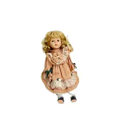 Foto de um(a) ​Boneca de porcelana, da categoria de Brinquedos e Hobbies. Boneca de porcelana com leves marcas do tempo e uso. Com suporte. Medidas: 30x16cm. Vendido no marketplace Trésors.