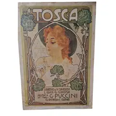 Foto de um(a) Belíssimo quadro vintage do icônico pôster italiano da ópera Tosca, da categoria de Molduras para quadros. Este belíssimo quadro representa o icônico pôster da famosa ópera Tosca, do compositor Giacomo Puccini, que foi lançada no... Vendido no marketplace Trésors.