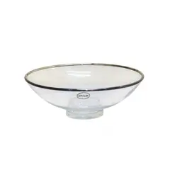 Foto de um(a) Centro de mesa Riva, da categoria de Centro de mesa. Charmoso centro de mesa em demi cristal translúcido, da renomada manufatura RIVA, peça selada. Apresenta borda prateada.... Vendido no marketplace Trésors.