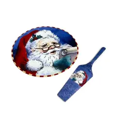 Foto de um(a) Prato de bolo e espátula estampados em porcelana, da categoria de Pratos Decorativos. Prato de bolo e espátula estampados em porcelana. Perfeito estado. Medidas prato: 27cm diâmetro. Vendido no marketplace Trésors.