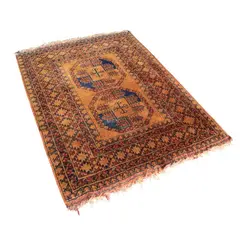 Foto de um(a) Tapete Turco com design geométrico, da categoria de Tapetes. Antigo tapete turco, com design geométrico em tons de marrom, bege e azul . Feito à mão com lã, uma característica comum dos... Vendido no marketplace Trésors.