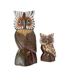 Foto de um(a) Par de corujas em madeira, da categoria de Modelos e estatuetas. Par de corujas decorativas, esculpidas em madeira, um artesanato de Bali (Indonésia). A coruja é um dos símbolos mais fortes... Vendido no marketplace Trésors.
