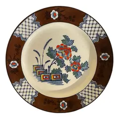 Foto de um(a) Antigo Prato Decorativo De Parede Porcelana Inglesa Delft, da categoria de Pratos Decorativos. Delft Bisto - England. Antigo prato decorativo em porcelana artística inglesa. Lindas cores e decoração floral. Meados do... Vendido no marketplace Trésors.