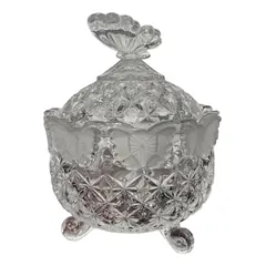 Foto de um(a) Antiga Caixa Borboleta Bomboniere Cristal Francês Satiné, da categoria de Garrafas, potes e jarros. Antiga caixa porta joias ou bomboniere baleiro em cristal francês translúcido e de ótima qualidade, com detalhes em Satiné,... Vendido no marketplace Trésors.