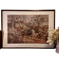 Foto de um(a) Gravura com Moldura em Jacaranda - THE FIRST INTRODUCTION TO HOUNDS. Gravura by J.Harris Pintado by H. Alken., da categoria de Desenhos. Este quadro é um verdadeiro encontro entre arte, história e matéria-prima nobre. A cena retrata uma tradicional caçada a... Vendido no marketplace Trésors.