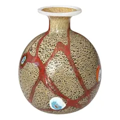 Foto de um(a) Antigo Pequeno Vaso Em Murano Italiano Millefiori Art Deco, da categoria de Vasos. Antigo e especial vasinho decorativo em Murano italiano tons de terracota, técnica texturizada de trabalho manual com flores... Vendido no marketplace Trésors.