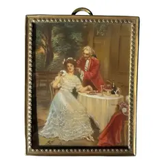 Foto de um(a) Antigo Raro Portrait Quadrinho Camafeu Italiano Pintado Mão, da categoria de Pinturas. Antigo portrait camafeu ricamente pintado à mão. Reparem nos detalhes da pintura, muita riqueza de detalhes. Moldura em... Vendido no marketplace Trésors.