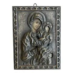 Foto de um(a) Arte Sacra Antigo E Raro Ícone Turco Perpétuo Socorro, da categoria de Objetos religiosos e espirituais. Antigo e raro ícone turco de Nossa Senhora do Perpétuo Socorro. Peça artística, e toda original, ricamente feita à mão em... Vendido no marketplace Trésors.