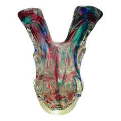 Foto de um(a) Antigo Diferente Vaso Jarro Art Deco Cactus Murano Italiano, da categoria de Vasos. Antigo e diferente vaso artístico em murano italiano colorido. Todo feito à mão, técnica de trabalho (bullicante) com bolhas... Vendido no marketplace Trésors.