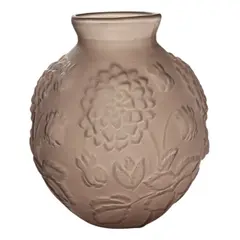 Foto de um(a) Antigo Vaso Art Deco Vidro Francês Satiné Floral Carrillo, da categoria de Vasos. ~ Made in France | Carrillo Glass ~Antigo vaso bojudo em vidro artístico francês satiné, decoração floral moldada em relevo.... Vendido no marketplace Trésors.