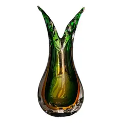 Foto de um(a) Antigo Vaso Jarro Art Deco Em Murano Italiano Bullicante, da categoria de Vasos. Antigo e belíssimo vaso artístico em Murano italiano. Lindas cores, e decoração com bolhas na base, técnica de trabalho... Vendido no marketplace Trésors.