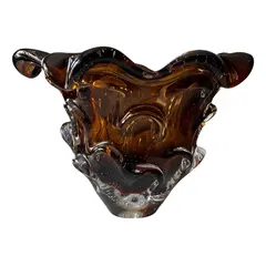 Foto de um(a) Antigo Grande Vaso Centro Mesa Murano Italiano Bullicante, da categoria de Vasos. ~ Italy Glass ~ Encante-se com a sofisticação deste grande vaso/centro de mesa, uma verdadeira joia do design italiano.... Vendido no marketplace Trésors.