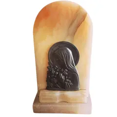 Foto de um(a) Arte Sacra Antiga Luminária Abajur Alabastro Santa Terezinha, da categoria de Abajures. Arte sacra antiga. Magnífica luminária francesa de alabastro/mármore com placa de Santa Terezinha em pétit bronze francês.... Vendido no marketplace Trésors.