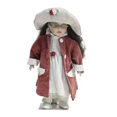 Foto de um(a) Boneca em biscuit, da categoria de Bonecas. Antiga boneca em biscuit com olhos de vidro, apresenta vestimenta de época e acompanha suporte original. Em bom estado,... Vendido no marketplace Trésors.