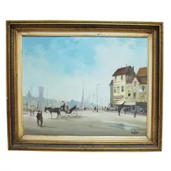 Foto de um(a) Quadro IVO BLASI "CENA URBANA EUROPEIA", da categoria de Pinturas. IVO BLASI "CENA URBANA EUROPEIA" - magnífica pintura, finamente executada em técnica de óleo sobre tela, representando... Vendido no marketplace Trésors.