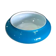 Foto de um(a) Antigo Bowl Art Deco Em Murano Leitoso Opalina Azul, da categoria de Centro de mesa. Altura 5cm Diâmetro 14cm. Vendido no marketplace Trésors.