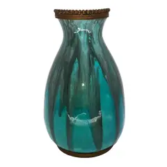 Foto de um(a) Antigo Vaso Art Deco Majólica Francesa Sèvres Paul Millet, da categoria de Vasos. Paul Millet - Sèvres. Antigo e raro vaso bojudo em majólica/cerâmica artística francesa vitrificada. Bordas trabalhadas em... Vendido no marketplace Trésors.