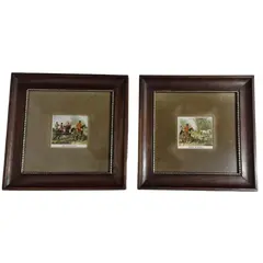Foto de um(a) Nobre par de quadros caçada inglesa, da categoria de Pinturas. Belíssimo par de quadros decorativos de estética clássica e aristocrática, reproduzindo obras do artista George Wright,... Vendido no marketplace Trésors.