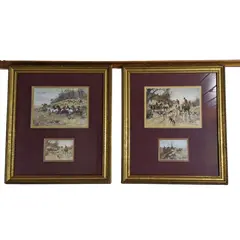 Foto de um(a) Elegante par de quadros no melhor estilo inglês, da categoria de Impressões. Belo e elegante par de quadros de estética clássica e aristocrática, reproduzindo obras do artista George Wright, capturando... Vendido no marketplace Trésors.