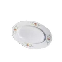 Foto de um(a) Antigo Grande Travessa Em Porcelana Floral Czechoslovakia, da categoria de Travessas e tigelas. Grande travessa em porcelana czechoslovakia, decoração floral. Medidas 36x24,5cm. Vendido no marketplace Trésors.