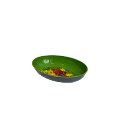 Foto de um(a) ​ Pequena travessa em metal da marca Metalma, da categoria de Travessas e tigelas. Pequeno bowl ou petisqueira em metal estampado e esmaltado da marca Metalma. Leves marcas do tempo e uso. Medidas: 18x13x4cm. Vendido no marketplace Trésors.