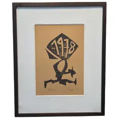 Foto de um(a) Poty Lazzarotto - 1977, da categoria de Pinturas. Xilogravura de Poty Lazzarotto, 1977. Vendido no marketplace Trésors.