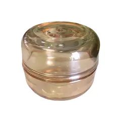 Foto de um(a) Antiga Caixa Porta Jóias Em Vidro Fogo Carnival Glass, da categoria de Cestos e Caixas. Caixa porta jóias em vidro fogo Carnival Glass.Altura 8cm Diâmetro 9cm. Vendido no marketplace Trésors.