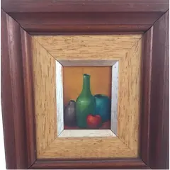 Foto de um(a) Antigo Quadro Pintura A Óleo Sobre Tela Natureza Morta, da categoria de Pinturas. Linda pintura.Medidas: 30x27cm. Vendido no marketplace Trésors.