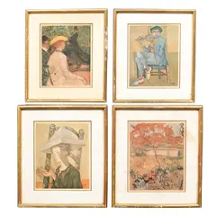 Foto de um(a) Quadros com gravuras antigas reproduzindo composições de Amedeo Modigliani e Henri de Toulouse-Lautrec, da categoria de Pinturas. Conjunto de quatro quadros com gravuras antigas reproduzindo composições de Amedeo Modigliani e Henri de Toulouse-Lautrec.... Vendido no marketplace Trésors.