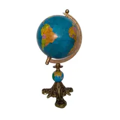 Foto de um(a) Globo Globinho, da categoria de Globos. Globo terrestre de mesa em latão fundido e pátina dourada A: 28cm Peso: 587g. Vendido no marketplace Trésors.