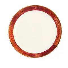Foto de um(a) Prato Porcelana Steatita anos 40'S, da categoria de Pratos. Prato em porcelana com grega bordeaux com arabescos em ouro, da marca steatita dos anos 1940. Diâmetro: 18,5 cm peso: 263 g. Vendido no marketplace Trésors.