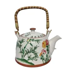 Foto de um(a) Chaleira Porcelana Chinesa, Década de 2000, da categoria de Chaleiras. Chaleira chinesa em porcelana com capacidade para 900 ml de um delicioso chá, década de 2000 alça com junco tramado com... Vendido no marketplace Trésors.