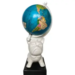 Foto de um(a) Globo Bulldog Francês Branco, da categoria de Globos. Coleção globo pets terrestres: bulldog francês em porcelana na cor branca e base de madeira ebanizada. A: 23cm L: 7cm P:... Vendido no marketplace Trésors.