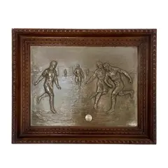 Foto de um(a) Antigo Quadro Placa Wmf Escultura Jogador Art Deco Korschann, da categoria de Placas. WMF - Galvanoplastik Geislingen. Charles Karl Korschann (1872-1943) Antiga e importante placa artística do artista francês... Vendido no marketplace Trésors.