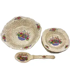 Foto de um(a) Antigo Raro Conjunto Sobremesa Tigela Porcelana Inglesa H&K, da categoria de Travessas e tigelas. H&K Tunstall - Hollinshead & Kirkham. Antigo e lindo conjunto para sobremesa, composto de uma tigela maior, seis tigelinhas... Vendido no marketplace Trésors.