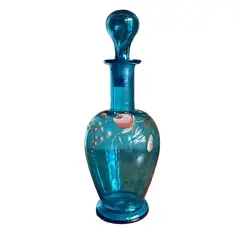 Foto de um(a) Antigo Perfumeiro Frasco Garrafa Vidro Murano Veneziano, da categoria de Garrafas. Antiga garrafinha em vidro artístico veneziano soufflé gomado, pintada à mão. Meados do século XX. Altura 21cm. Vendido no marketplace Trésors.