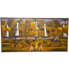 Foto de um(a) Quadro Pintura Óleo Sobre Tela "Pessoas na Praça" - Adjacy (2017), da categoria de Pinturas. Uma obra de arte fascinante e cheia de vida, assinada pelo artista Adjacy e datada de 2017. A pintura se destaca por sua... Vendido no marketplace Trésors.