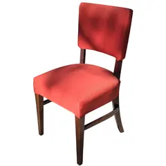 Foto de um(a) Cadeira em Madeira Nobre e Tecido Canelado Vermelho, da categoria de Outras cadeiras. Clássico do design mobiliário Mid-Century nacional. Esta cadeira combina a robustez e a elegância da madeira maciça escura... Vendido no marketplace Trésors.