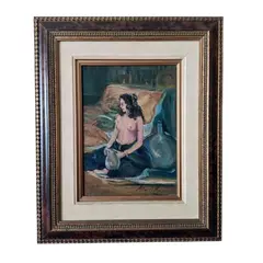 Foto de um(a) Óleo sobre Tela Amarílis Chaves 80'S, da categoria de Pinturas. Quadro óleo sobre tela moldura original da época e de artista brasileira radicada em minas gerais. Autora: Amarílis Chave.... Vendido no marketplace Trésors.