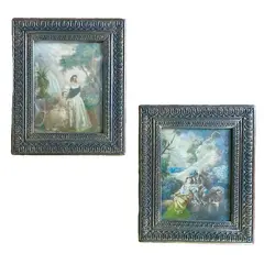 Foto de um(a) Antigo Par De Quadrinhos Pinturas Francesas Mini Portrait, da categoria de Pinturas. Miniature Portrait. Antigo par de quadrinhos franceses pintados à mão em folha de marfim. Moldura em bronze e vidro bombê,... Vendido no marketplace Trésors.