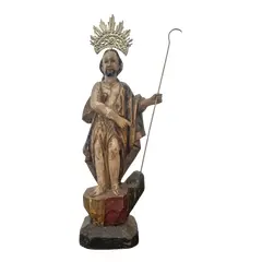 Foto de um(a) Antiga imagem sacra de São Joao Batista, da categoria de Objetos religiosos e espirituais. Escultura sacra brasileira de São João Batista, datada do século XIX (período de transição entre o Brasil Colonial e o... Vendido no marketplace Trésors.